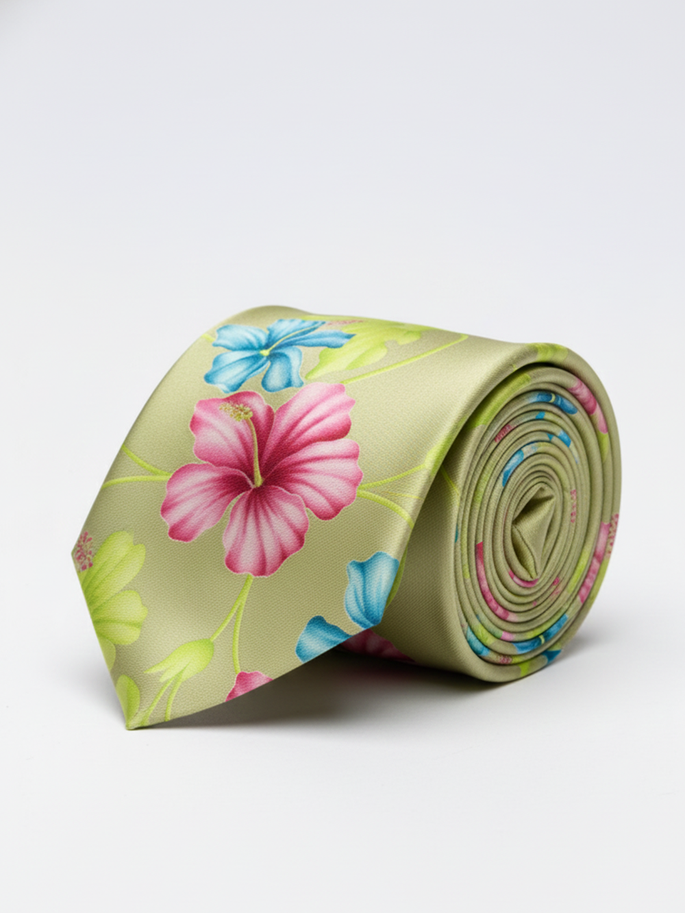 Premium Green Floral Printed Silk Tie for Men – Designer Statement Necktie