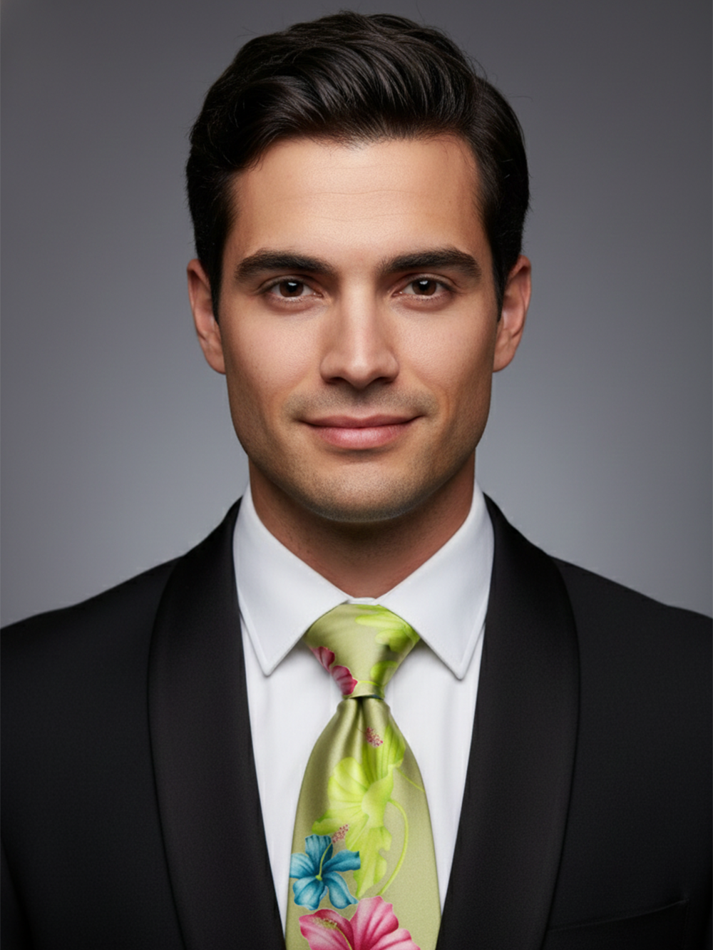 Premium Green Floral Printed Silk Tie for Men – Designer Statement Necktie