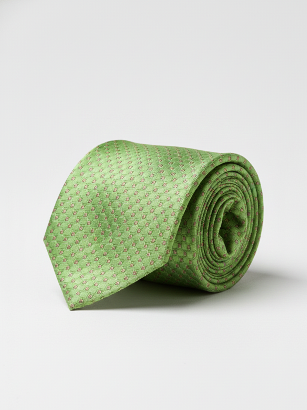 Premium Green Silk Tie with Red Dot Print – Classic Designer Necktie