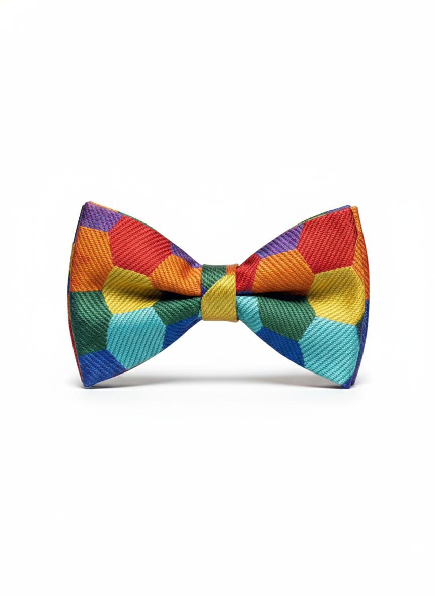 Multicolor Geometric Pattern Bow Tie – Vibrant Formal Accessory