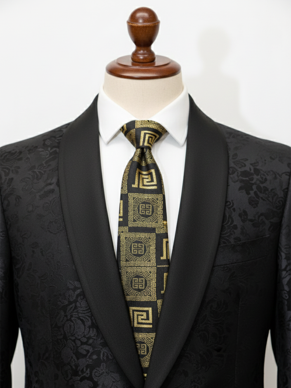 Black Tie with Golden Work – Premium Formal Necktie
