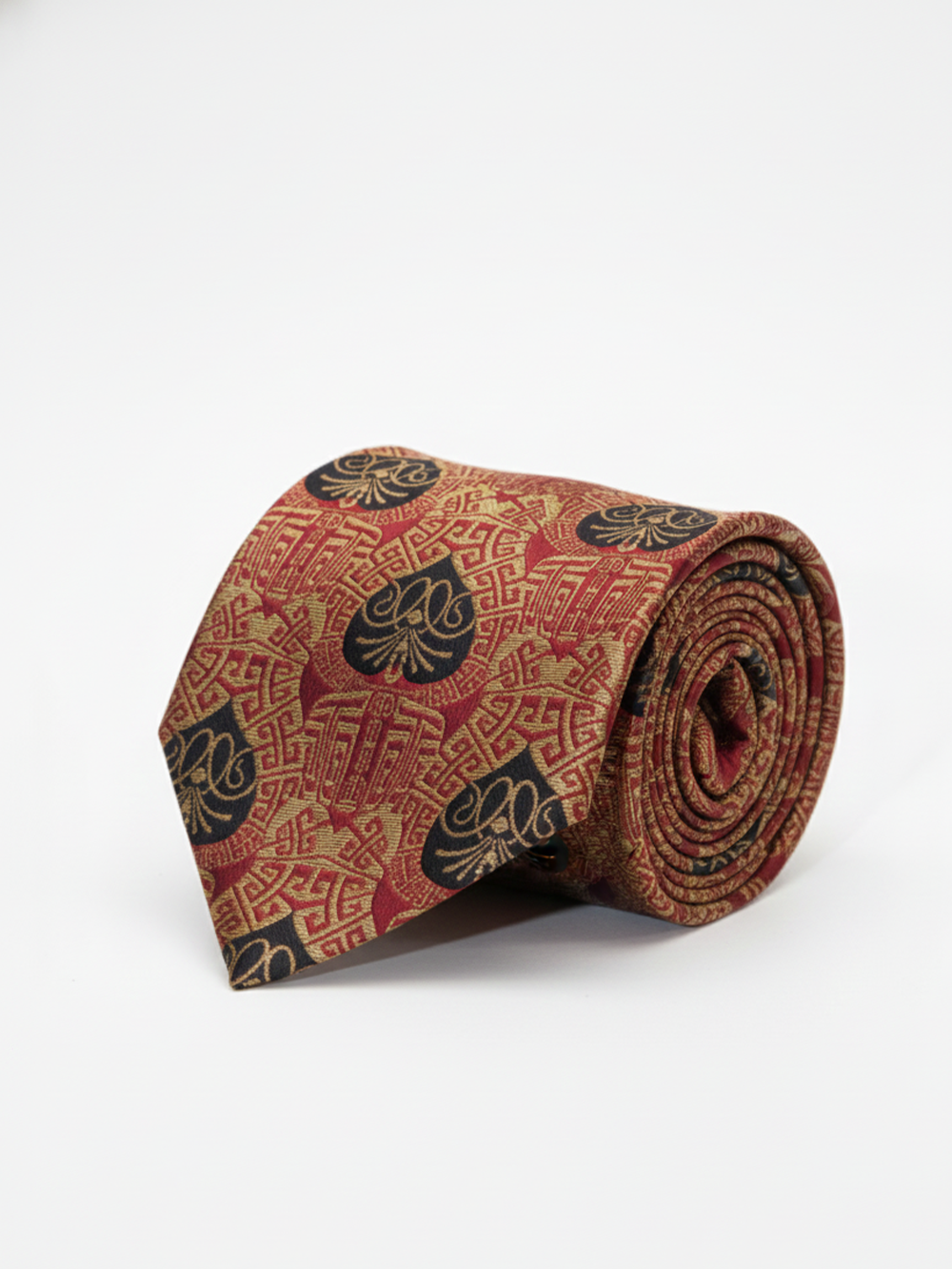 Red Tie with Golden & Black Work – Elegant Designer Necktie
