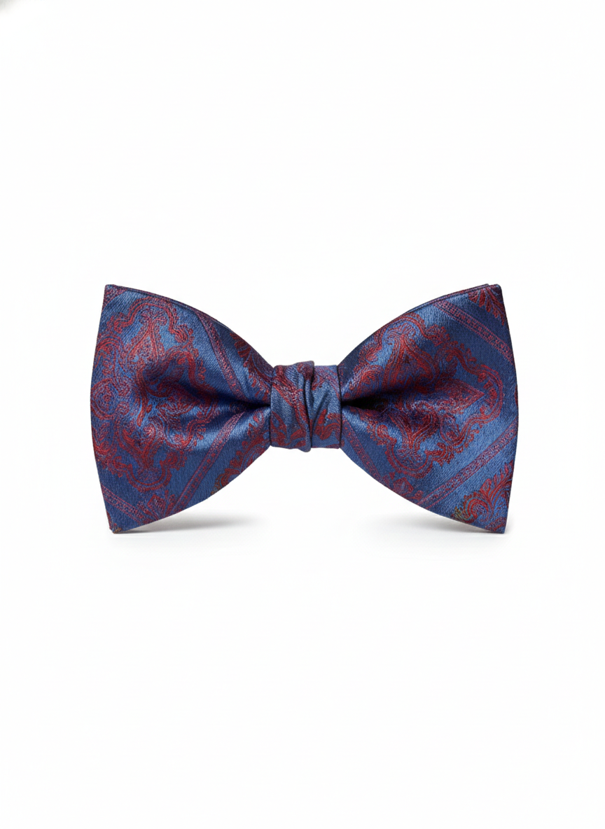 Purple & Gold Paisley Floral Bow Tie – Elegant Formal Accessory