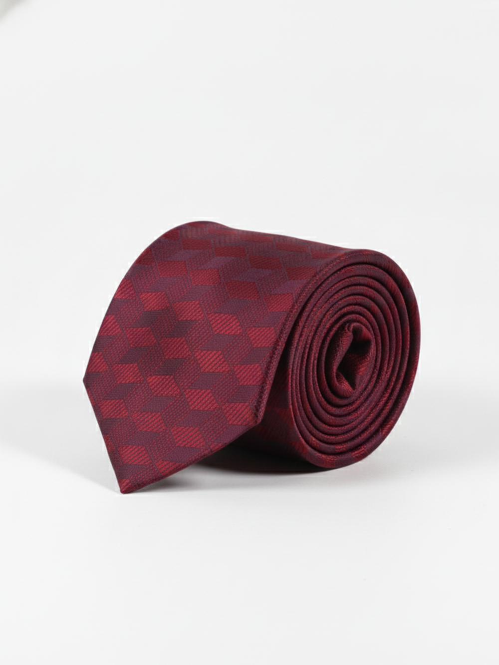 Classic Red Necktie with Stylish Line Pattern