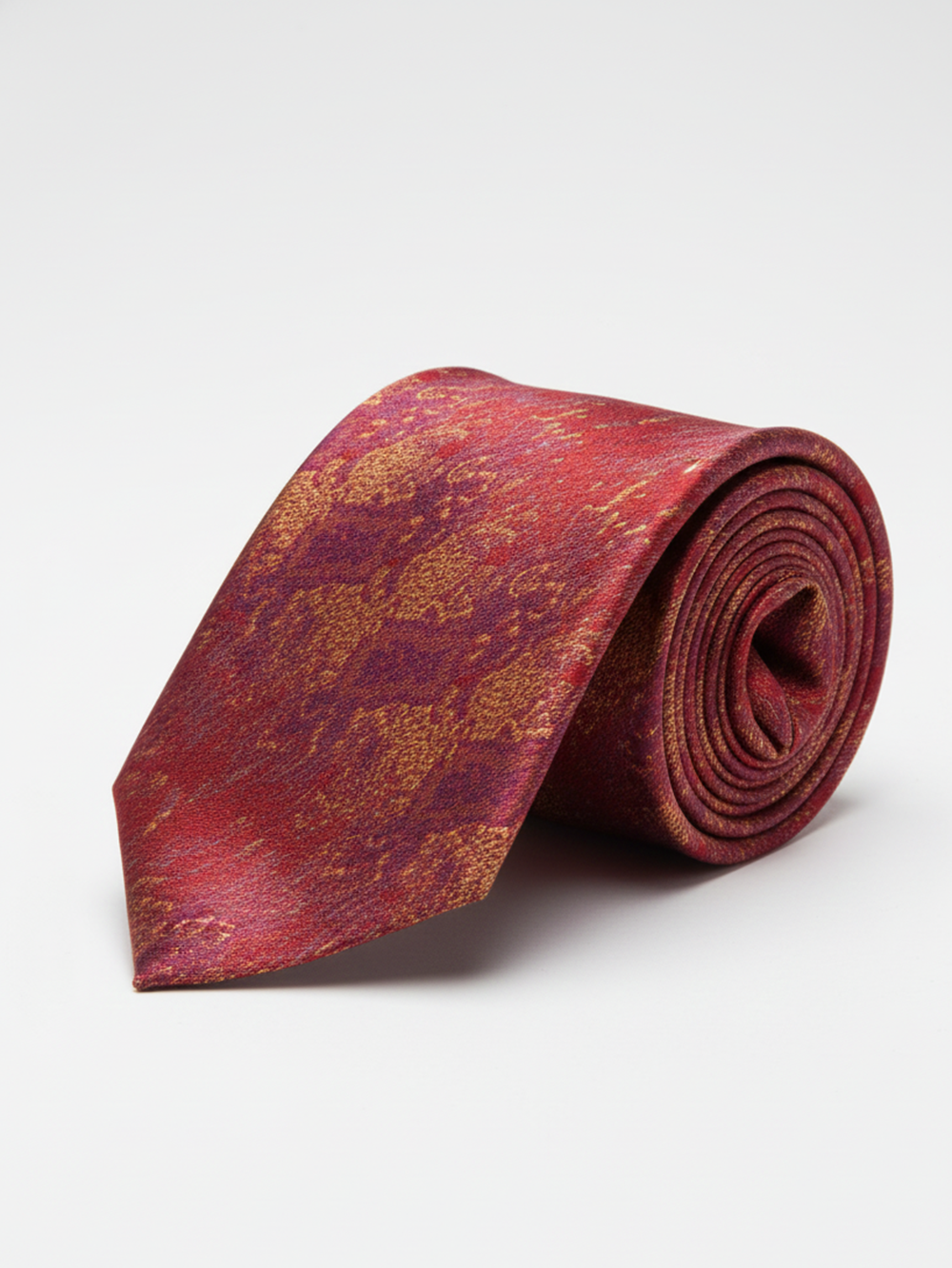 Red Art Silk Tie with Blue & Golden Patch Work