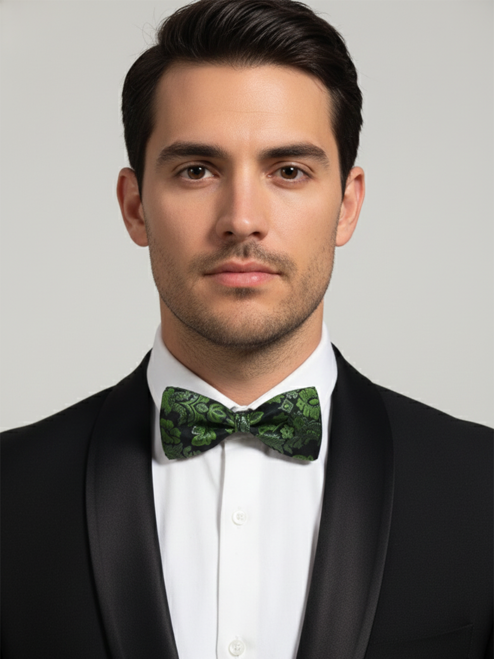 The Verdant Noir: Emerald Bloom Statement Bow Tie