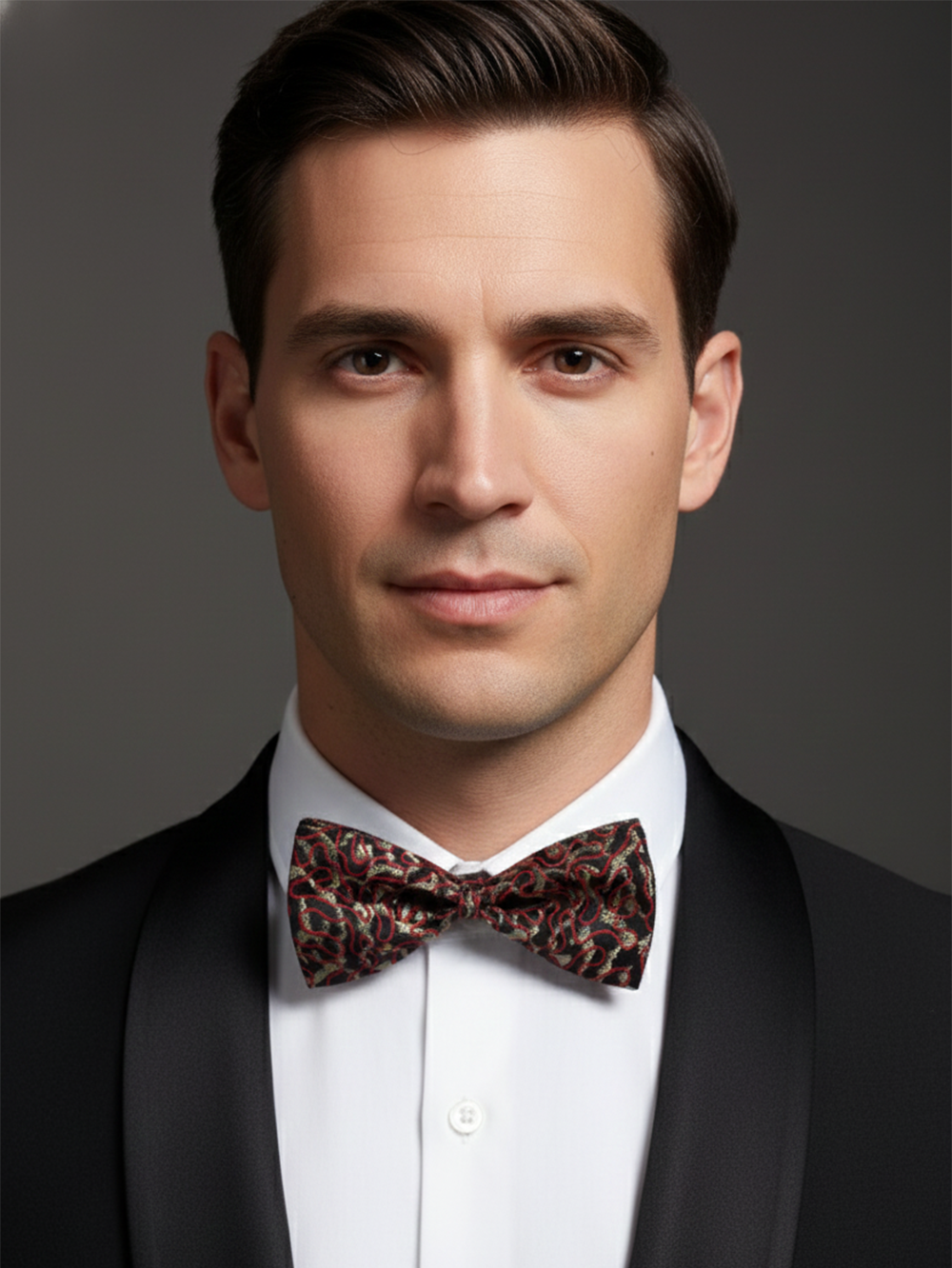 The Regal Monarch: Maroon & Gold Hand-Embellished Bow Tie