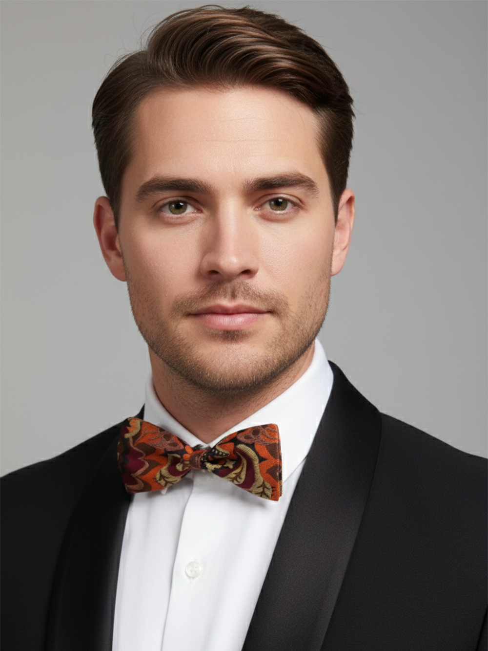 The Crimson Noir: Hand-Embroidered Red & Black Bow Tie