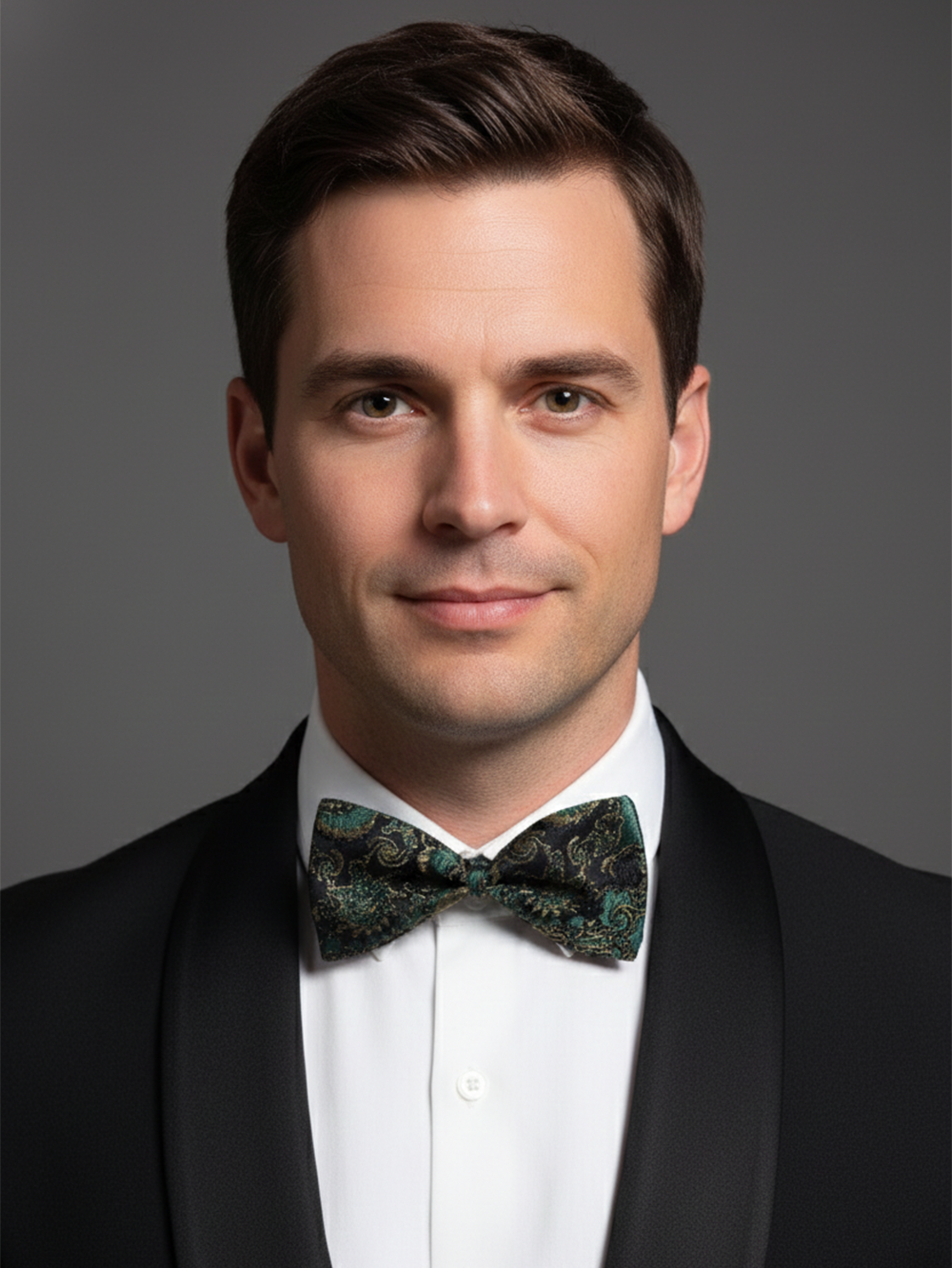 The Emerald Enigma: Forest Green & Black Lattice Bow Tie