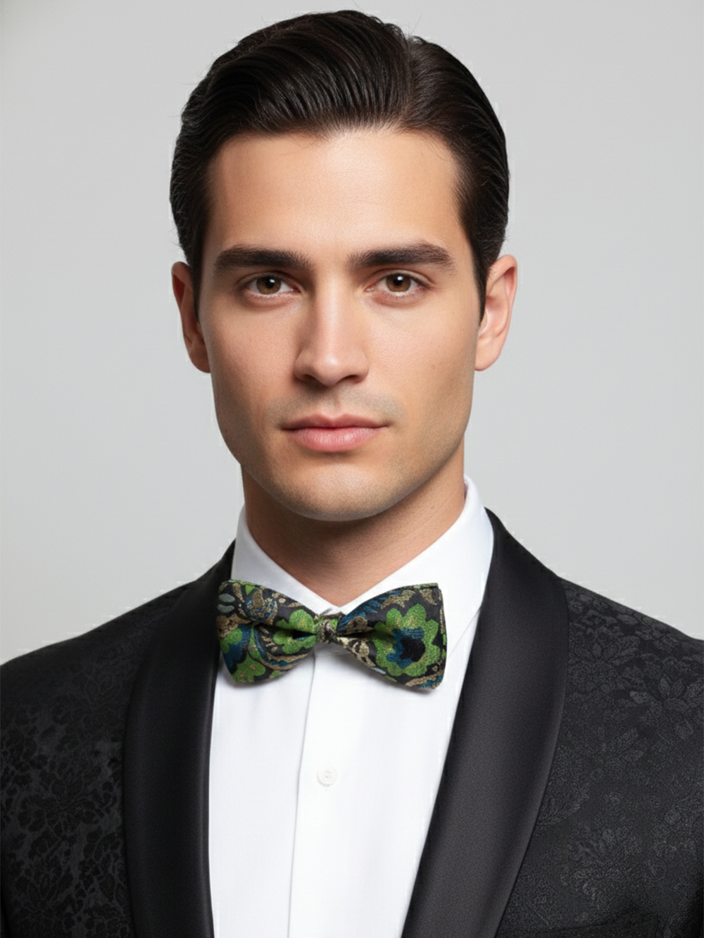 Multicolor Silk Bow Tie – Blue, Green, Golden & Black – Formal Men’s Accessory