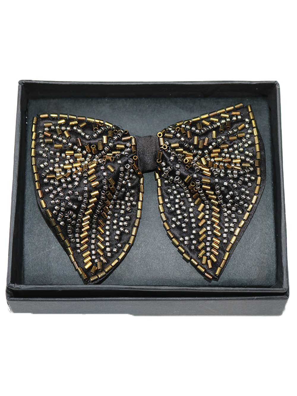 Black & Gold Designer Embroidered Bow Tie