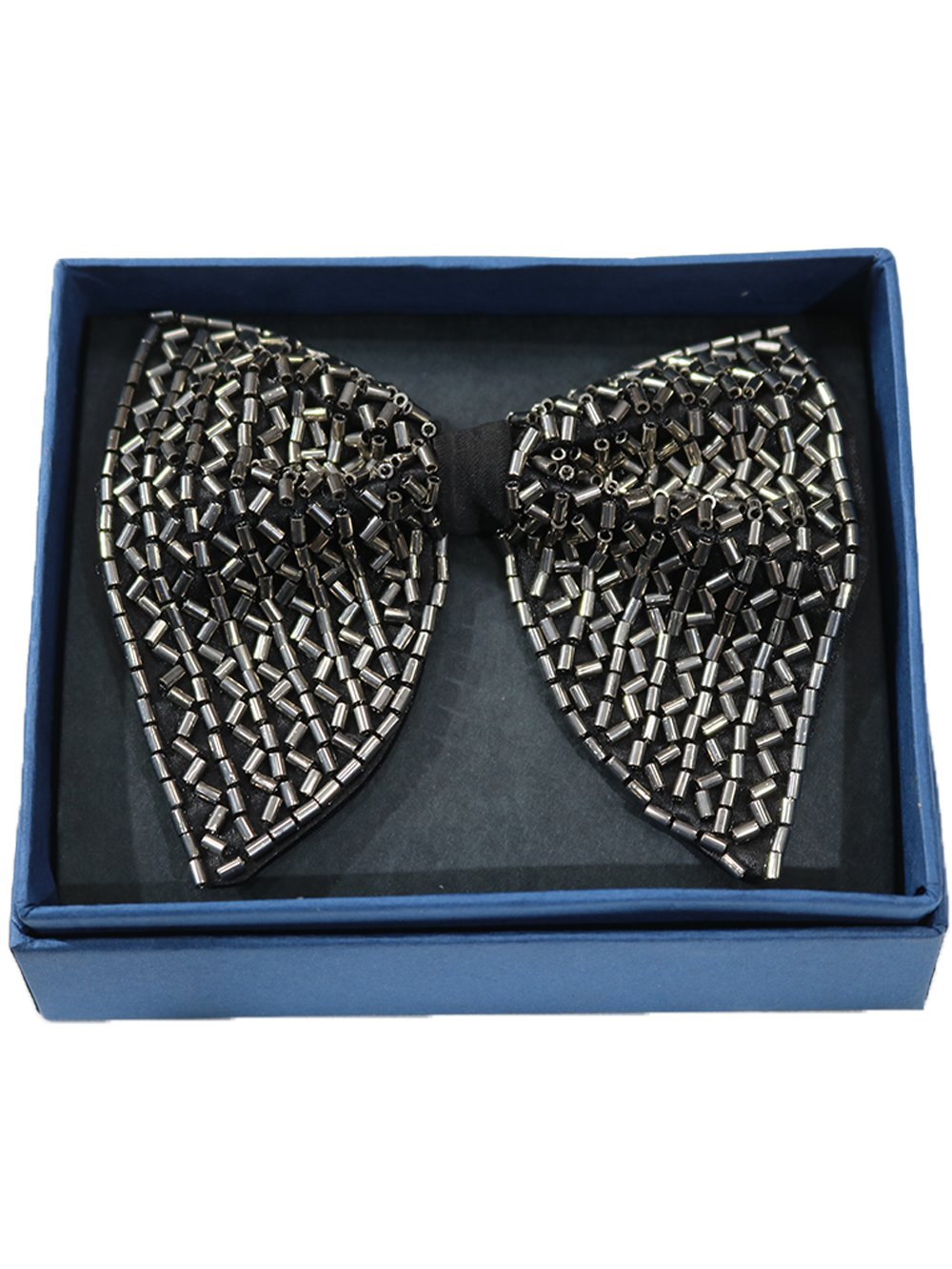Black Metallic Embroidered Hand-Beaded Bow Tie