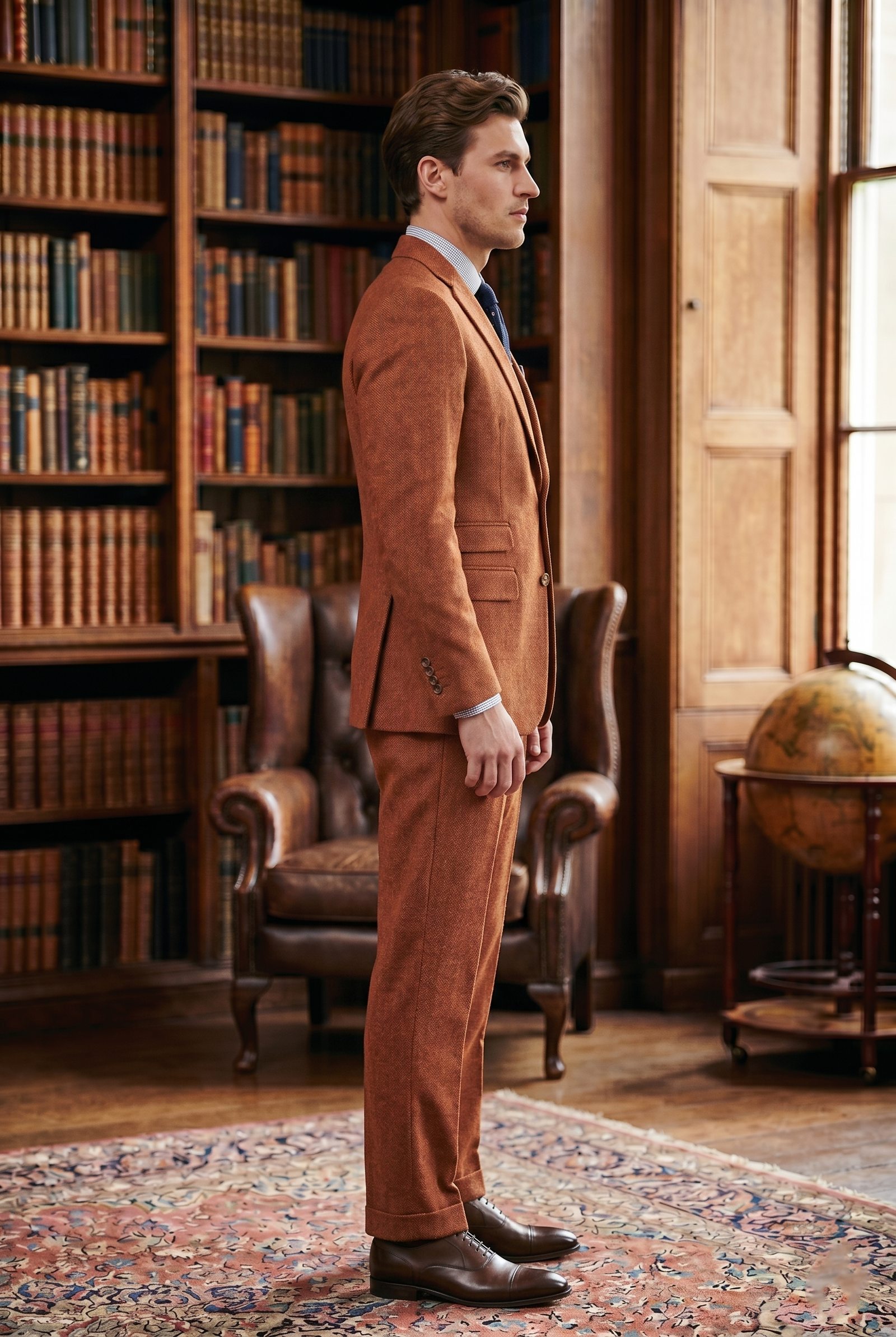 Men's Premium Burnt Orange Tweed 2-Piece Suit