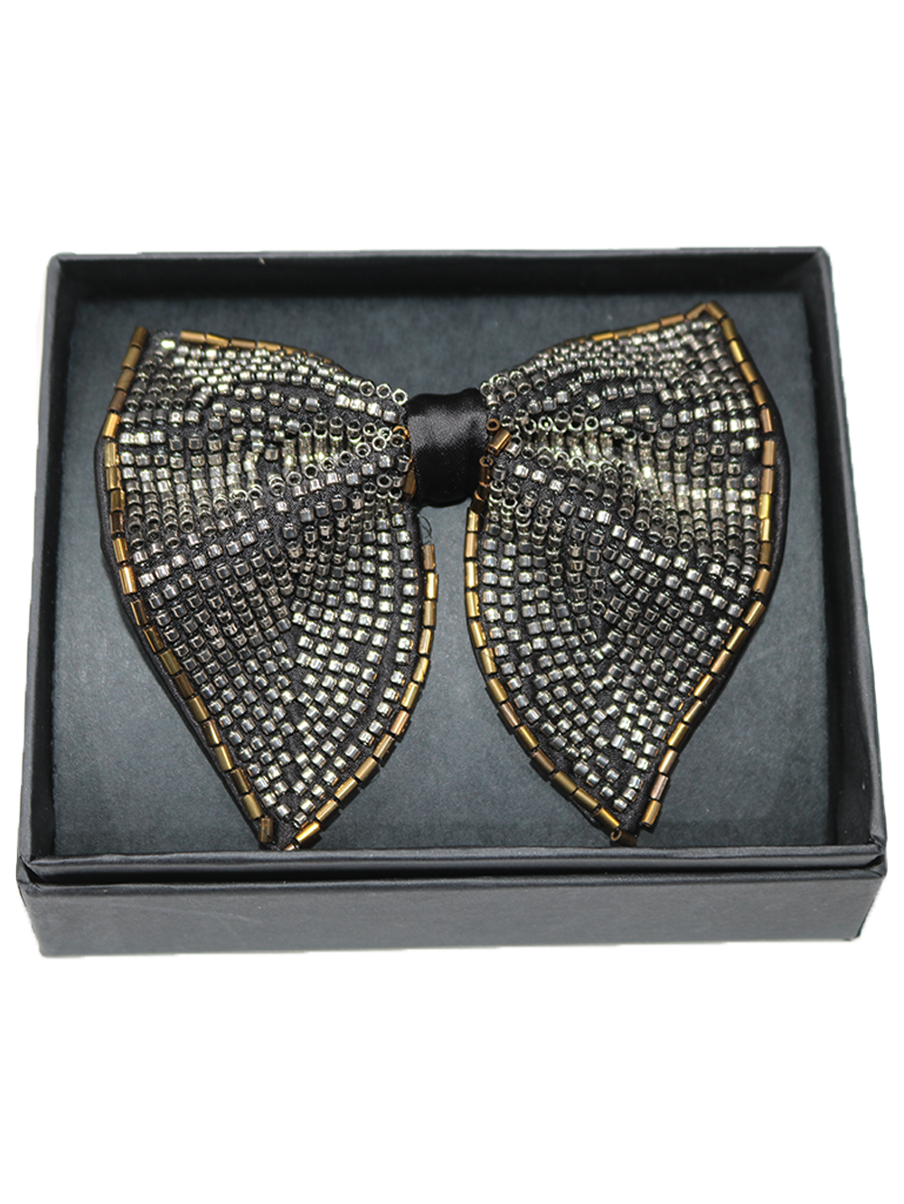 Artisan Metallic Beaded Butterfly Bow Tie