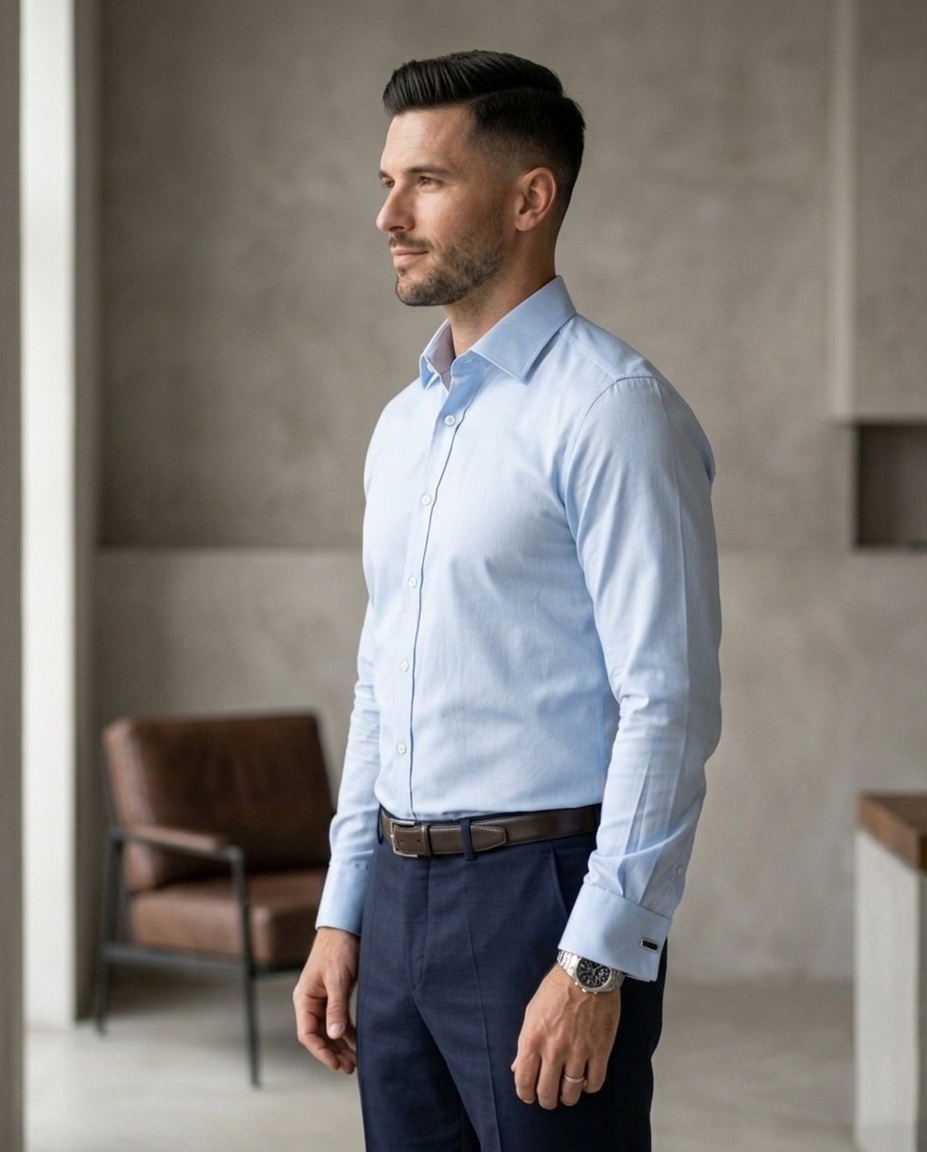 Men’s Light Blue Formal Shirt | Premium Slim Fit Office Wear Shirt