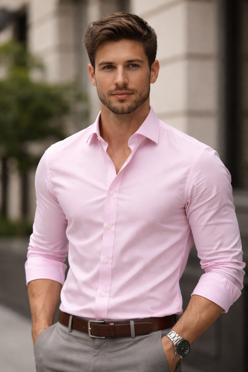 Men’s Pink Formal Shirt | Cotton Blend Business & Party Wear Shirt