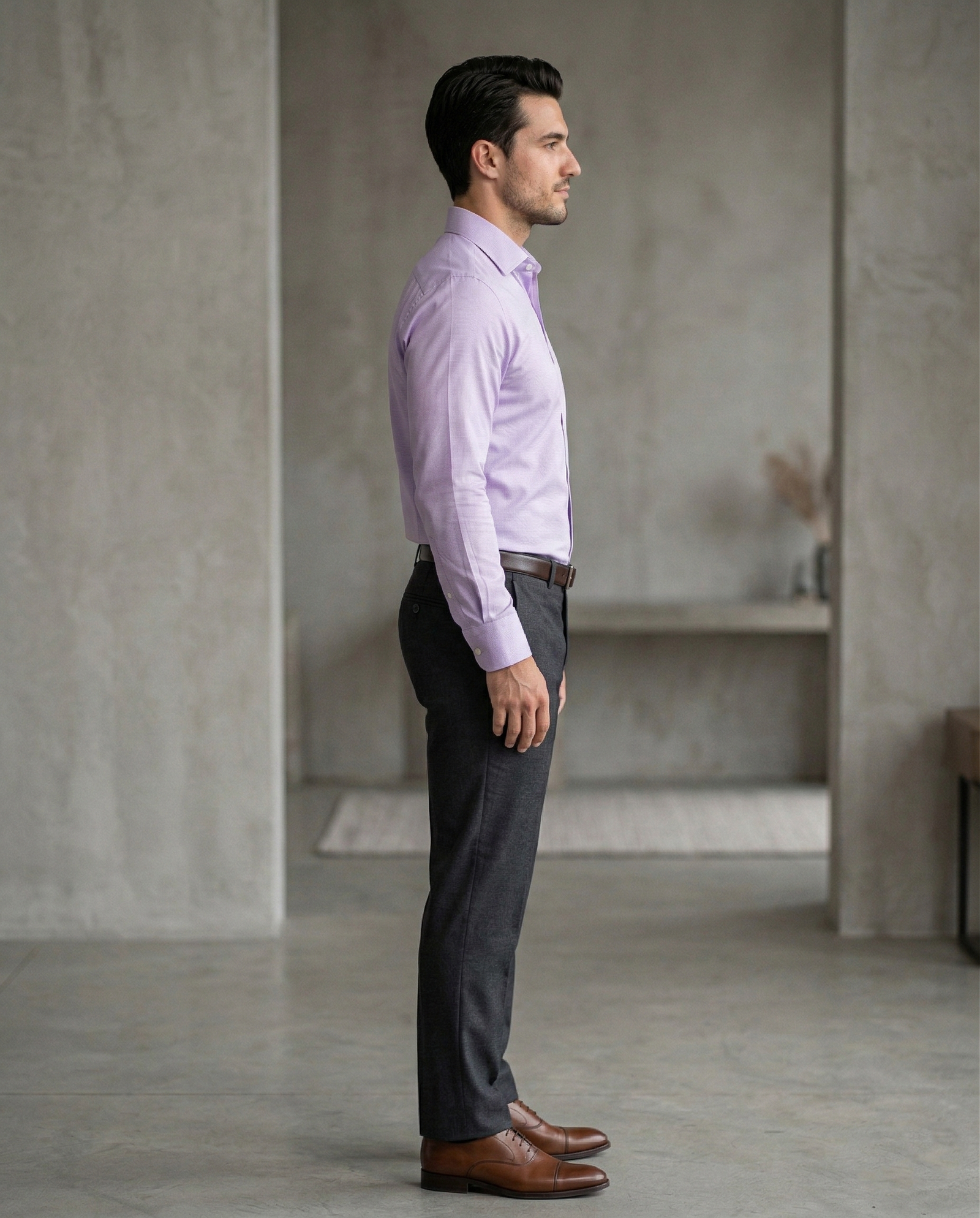 Men’s Lavender Formal Shirt | Premium Slim Fit Full Sleeve Office Wear Shirt