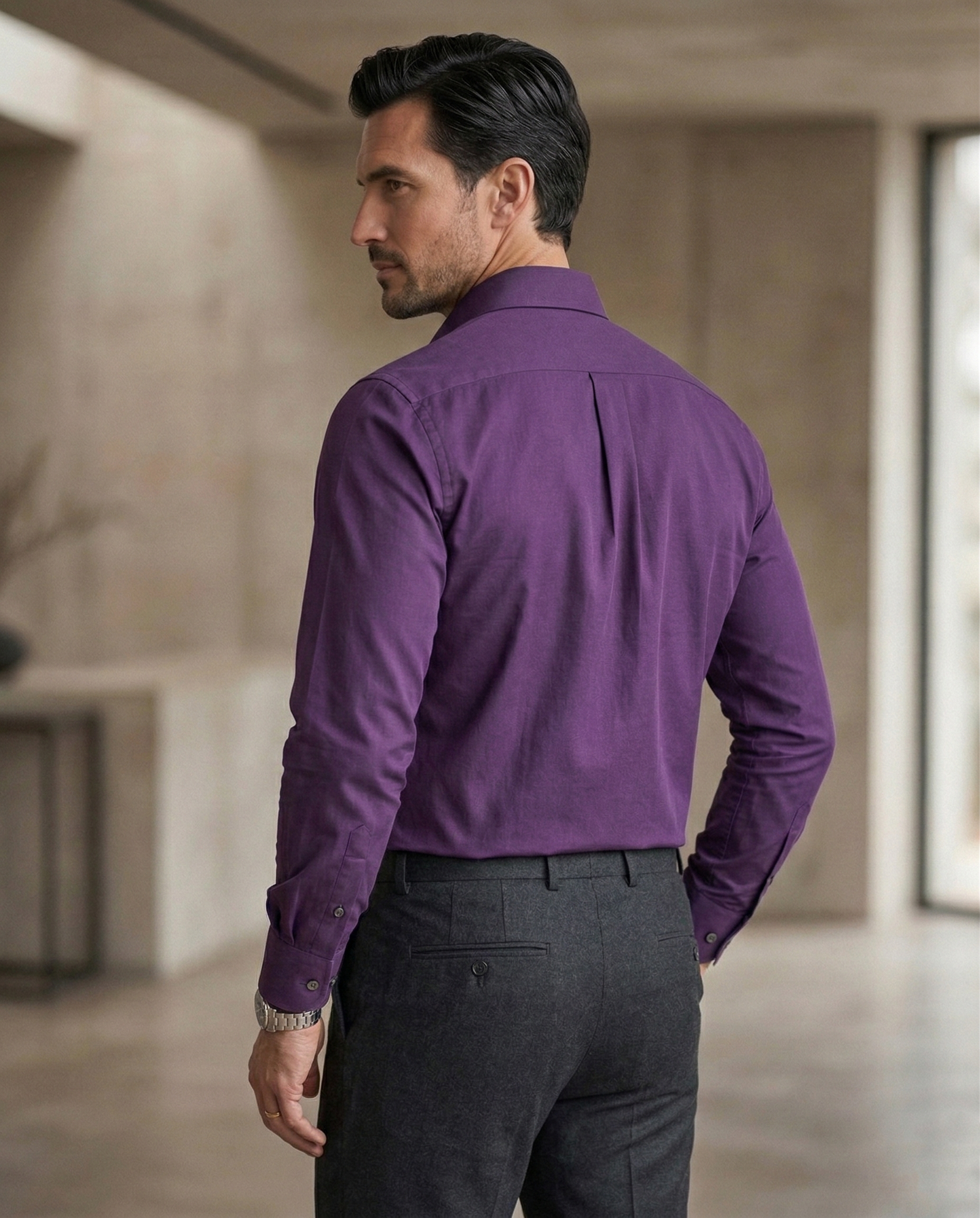 Men's Purple Formal Shirt | Premium Cotton Regular Fit Office