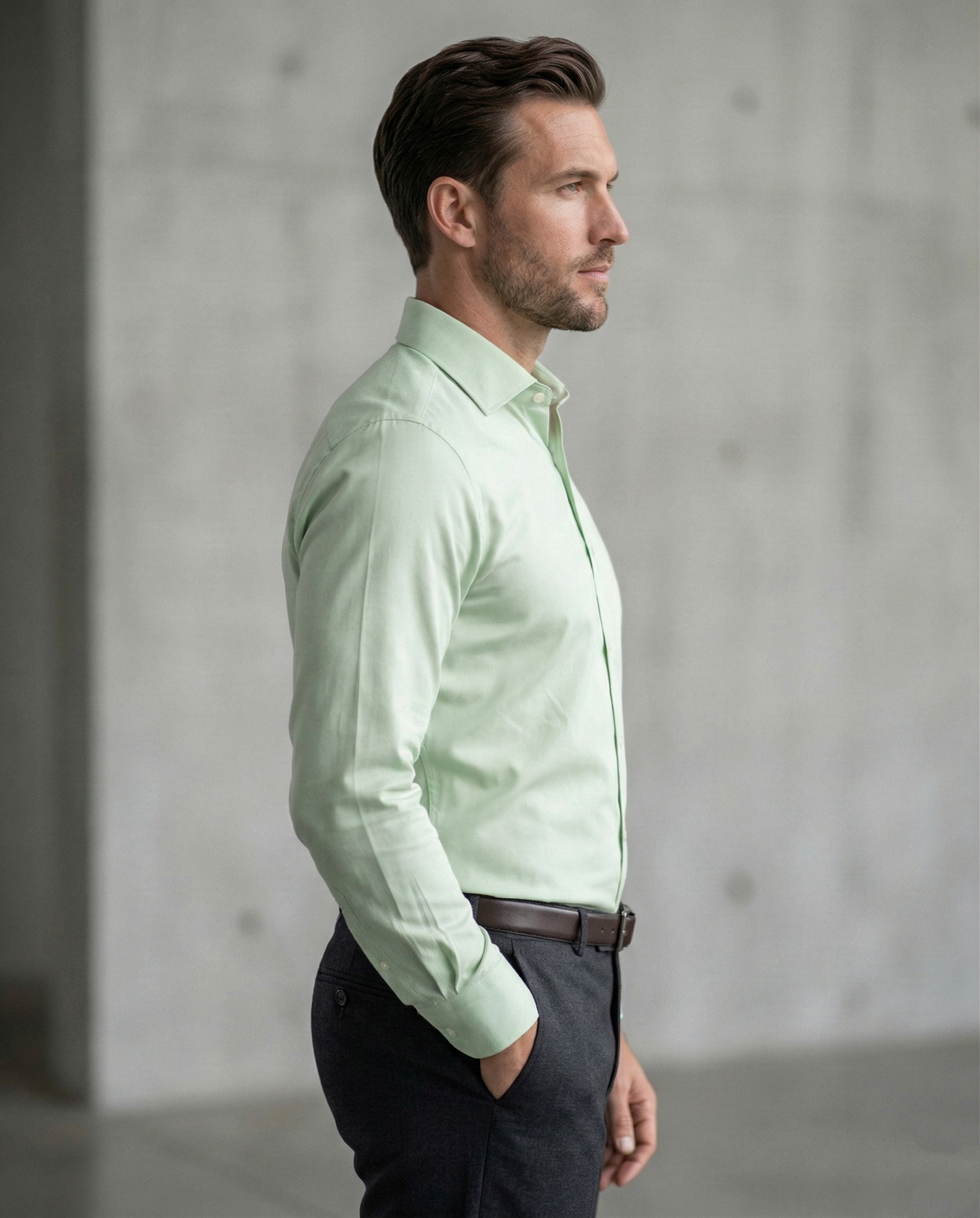 Light Green Formal Shirt for Men | Premium Cotton Blend