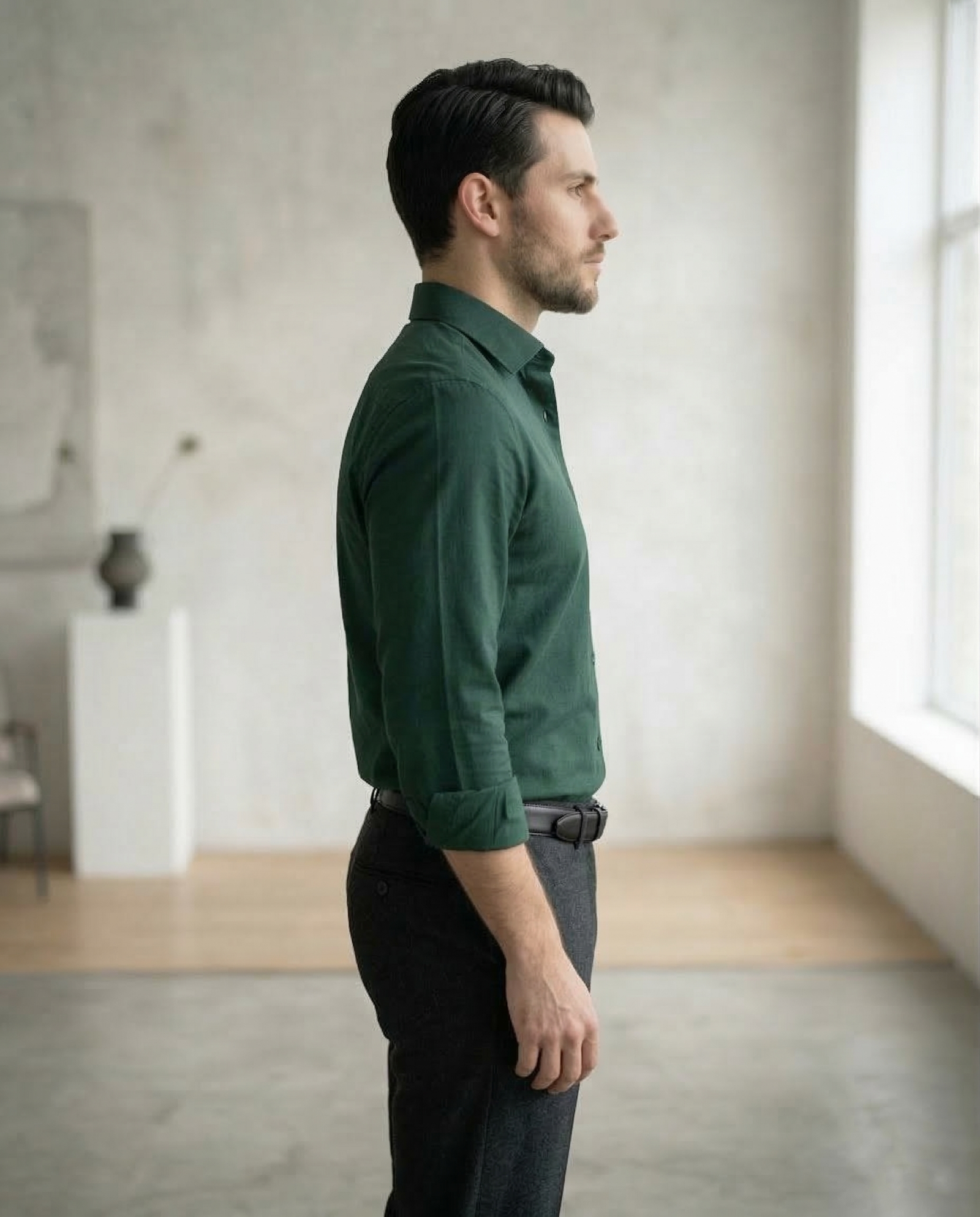Dark Green Formal Shirt for Men | Premium Cotton Blend Regular Fit