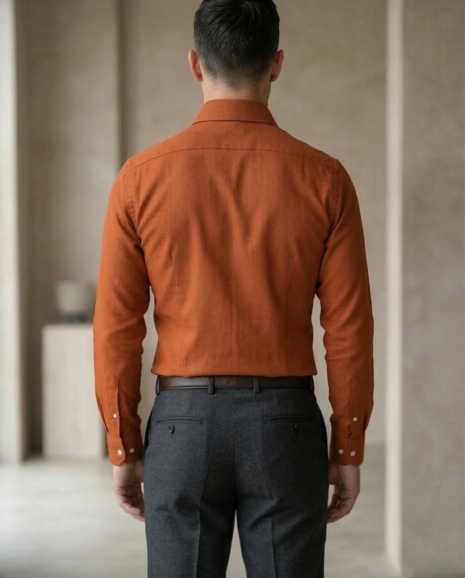 Men's Rust Orange Formal Shirt | Premium Cotton Regular Fit