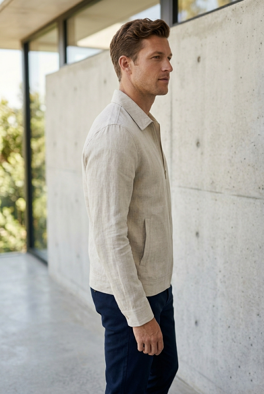 Men's Premium Linen Zip Jacket