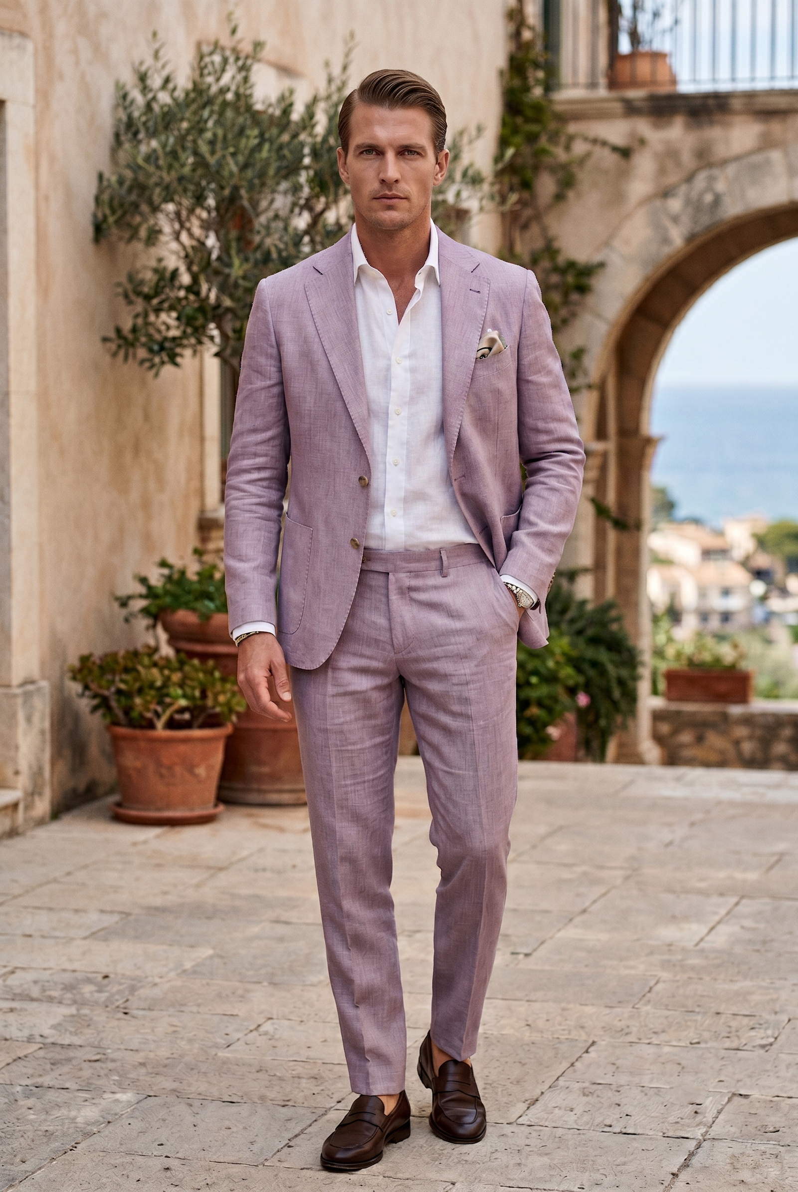 Dusty Lavender Premium Linen 2-Piece Suit