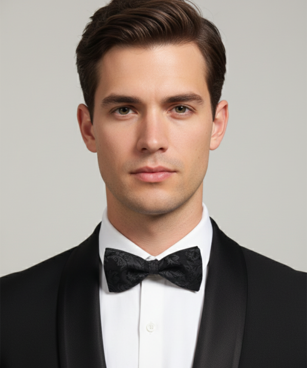 The Midnight Onyx: A Classic Black Silk Bow Tie