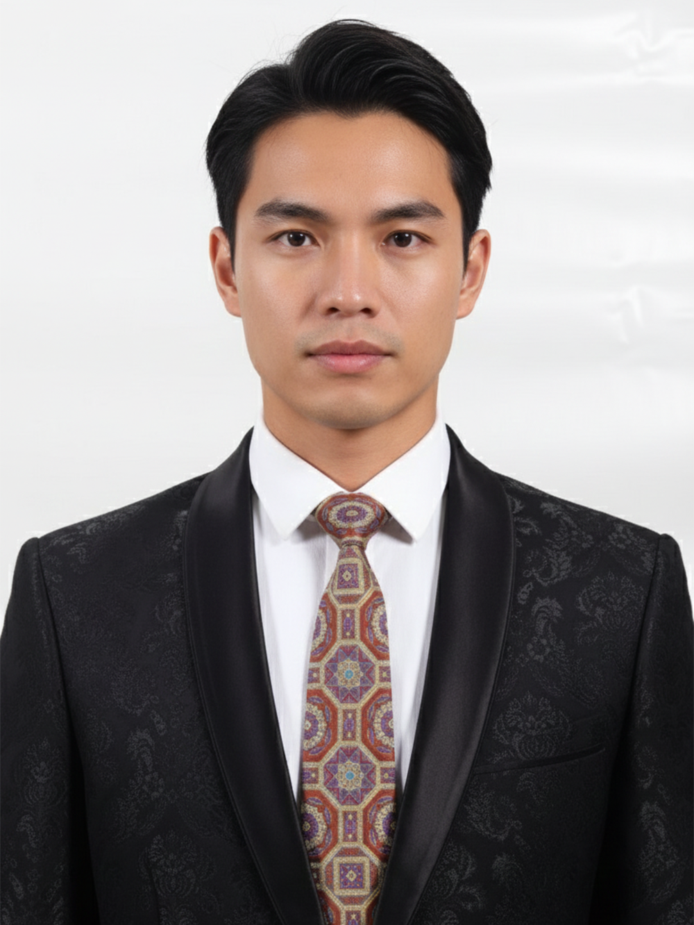 Art Silk Medallion Tie in Brown & Rust Classic Elegance Wear - Image 2