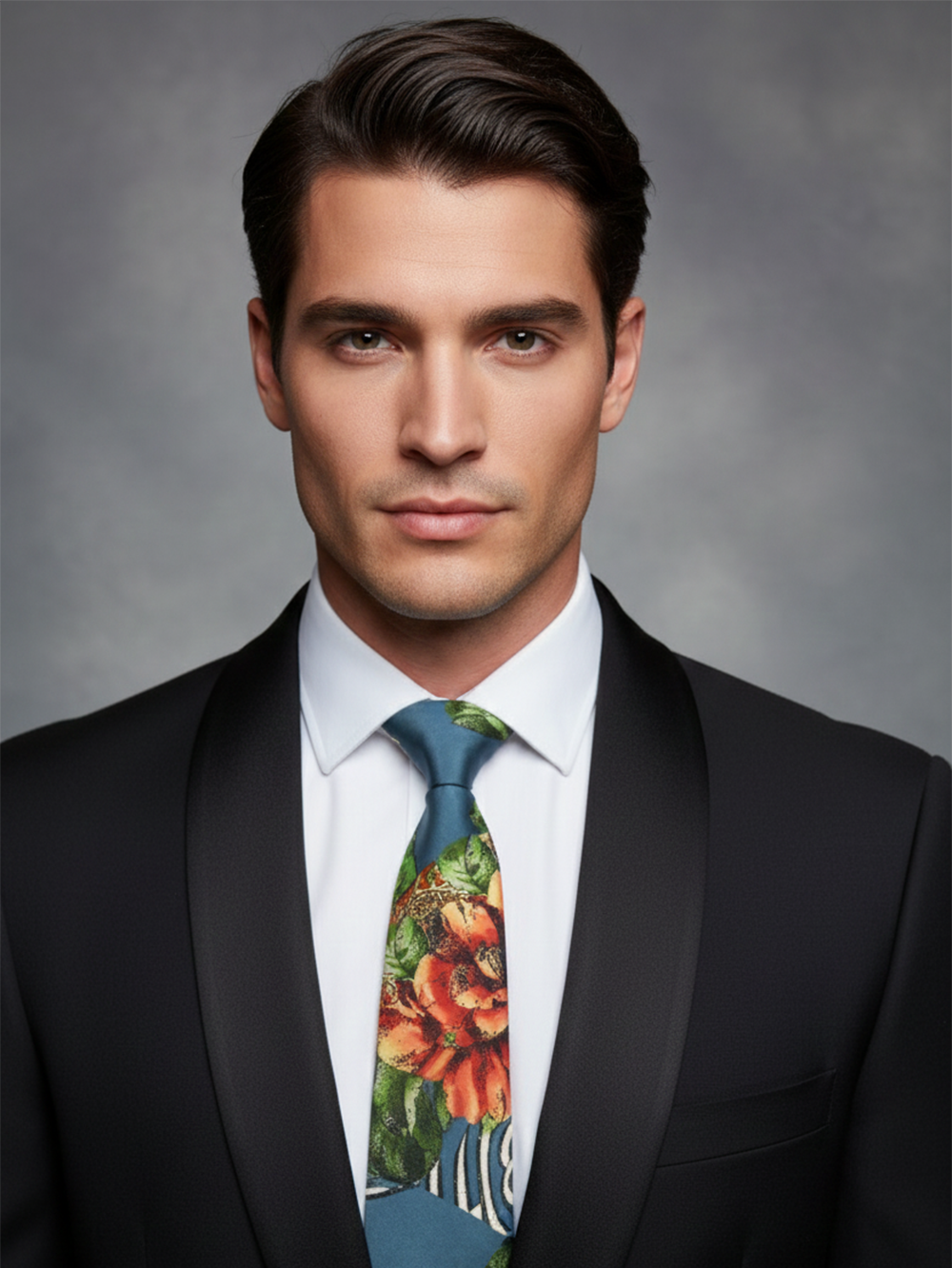 Designer Floral Printed Silk Tie for Men ? Blue Statement Necktie - Image 4