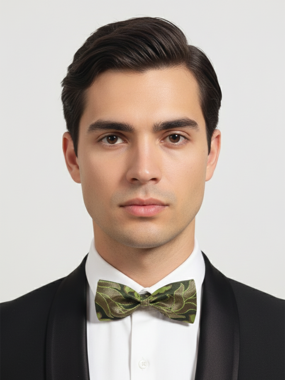 The Verdant Shadow: Emerald & Onyx Patterned Bow Tie