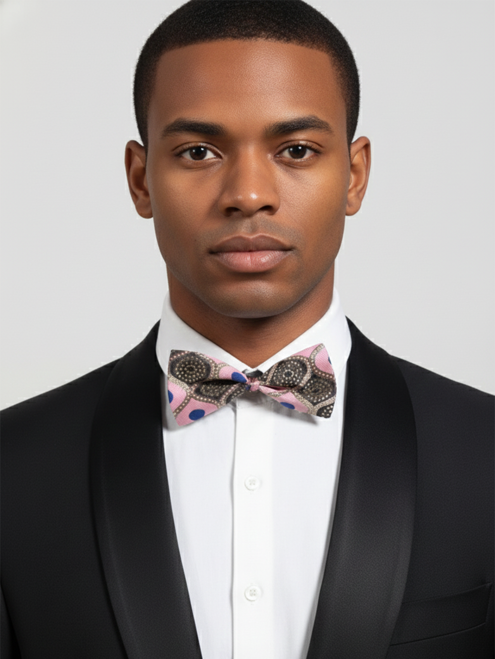 Pink Tie with Black & Golden Accents and Blue Circular Pattern ? Designer Party Wear Tie