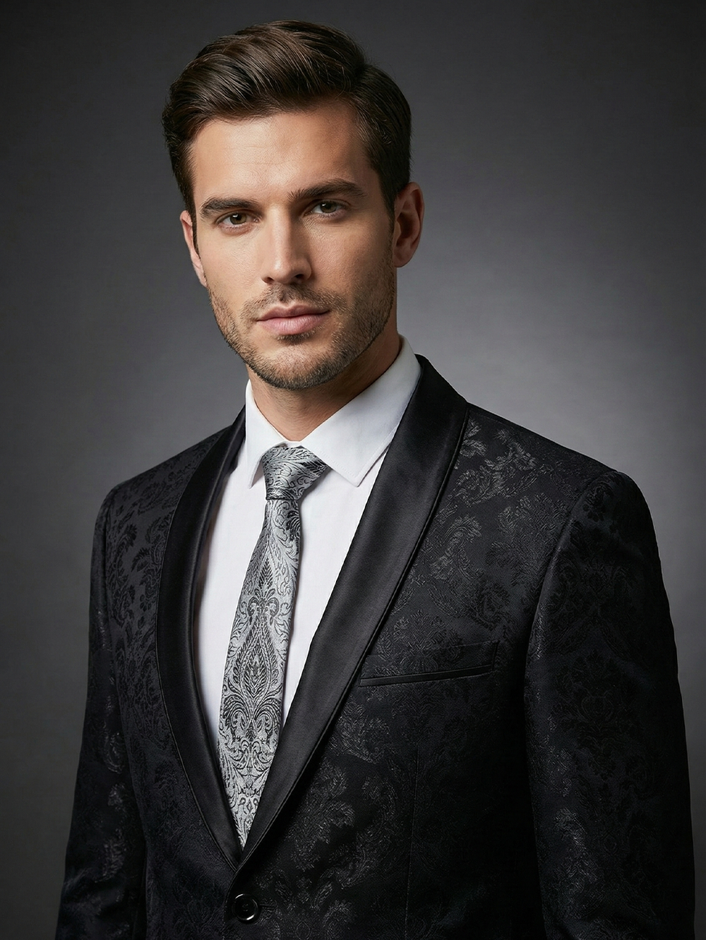 Classic Black & White Silk Necktie ? Timeless Contrast Design - Image 3