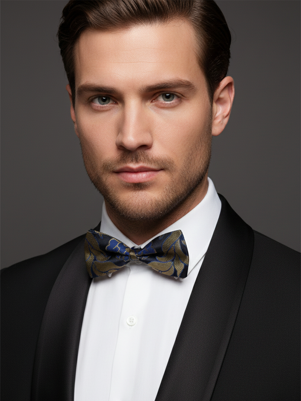 The Midnight Forest Bow Tie: Sophisticated Emerald & Azure Print