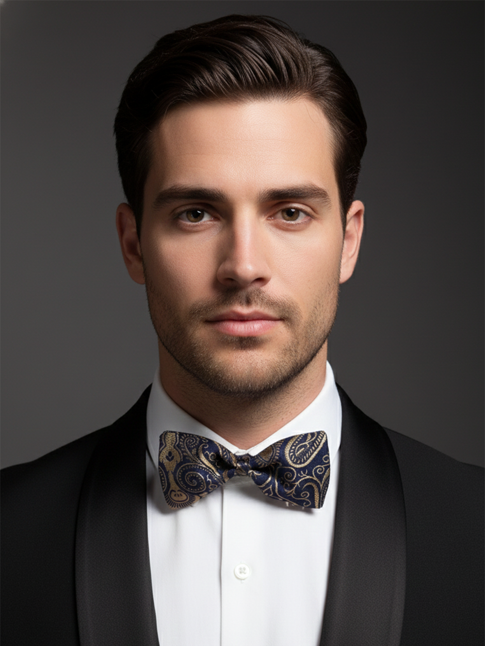 Stylish Blue and Golden Bow Tie ? Premium Formal Men?s Accessory