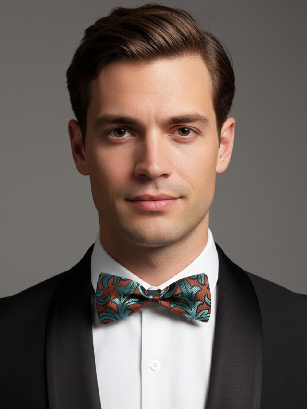 The Midnight Meadow: Emerald & Dusty Rose Silk Bow Tie