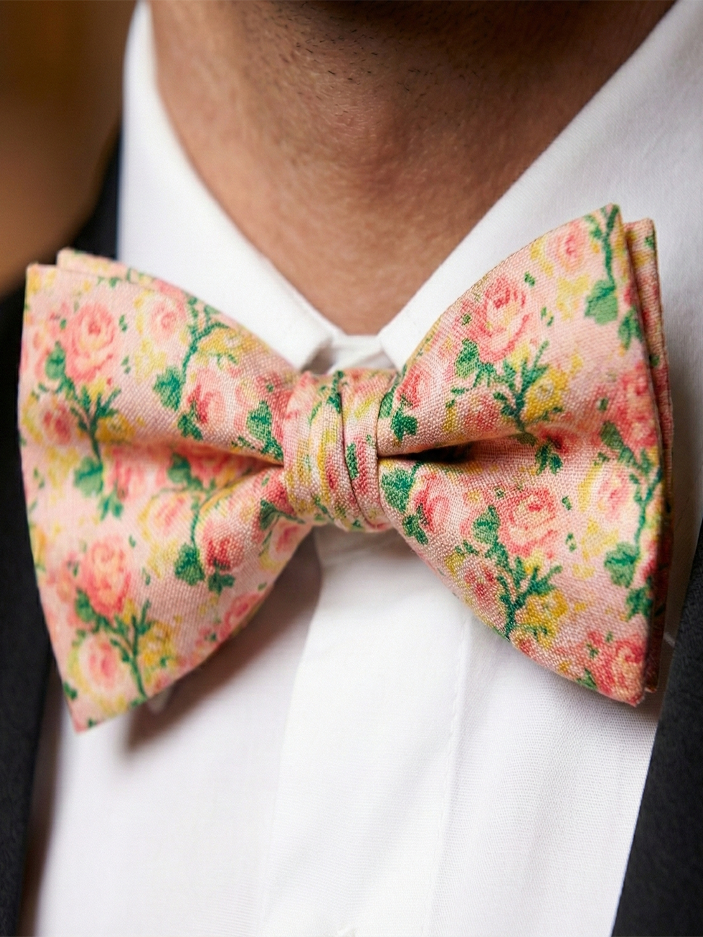 Pink Floral Print Bow Tie ? Stylish & Charming Formal Accessory - Image 2
