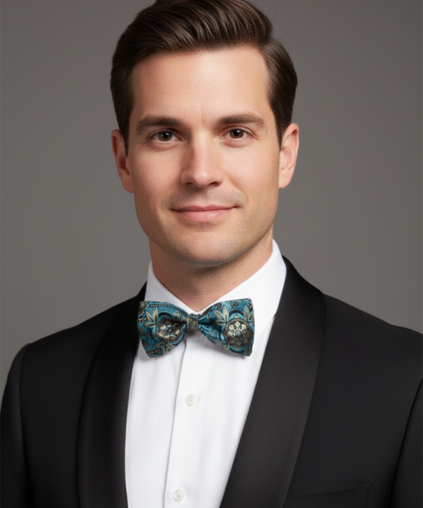 The Emerald Sterling: Hand-Crafted Green & Silver Bow Tie