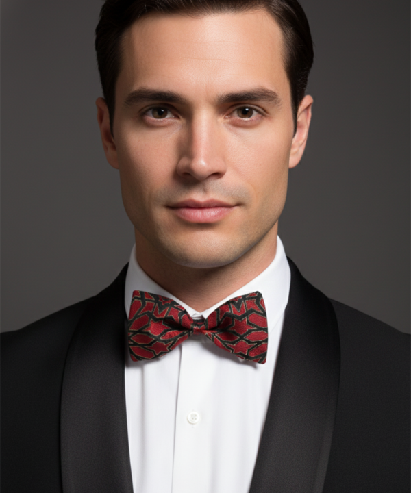 Elegant Red and Black Silk Bow Tie ? Formal Men?s Accessory