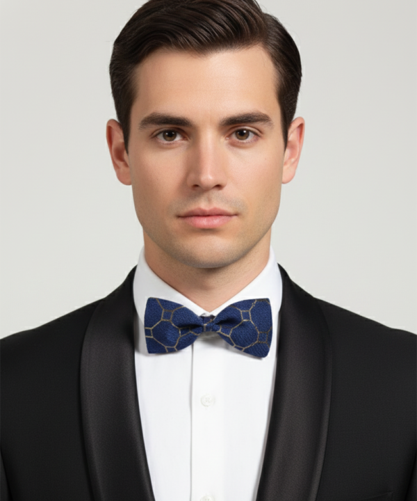 The Midnight Sterling: Navy & Silver Hand-Crafted Bow Tie