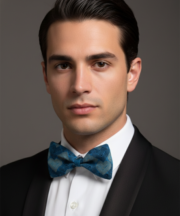 The Azure Distinction: Midnight & Sky Blue Silk Bow Tie