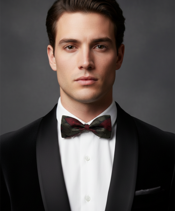 The Midnight Crimson: Premium Black & Deep Red Bow Tie