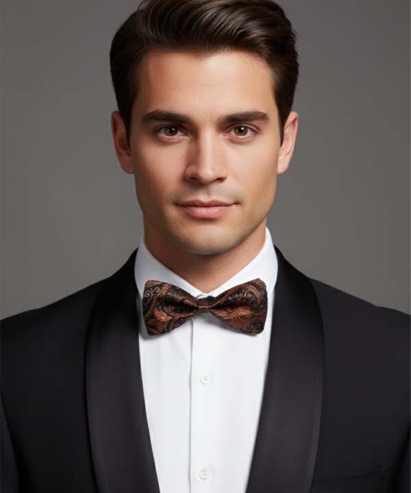 The Crimson Slate: Premium Grey & Deep Red Bow Tie