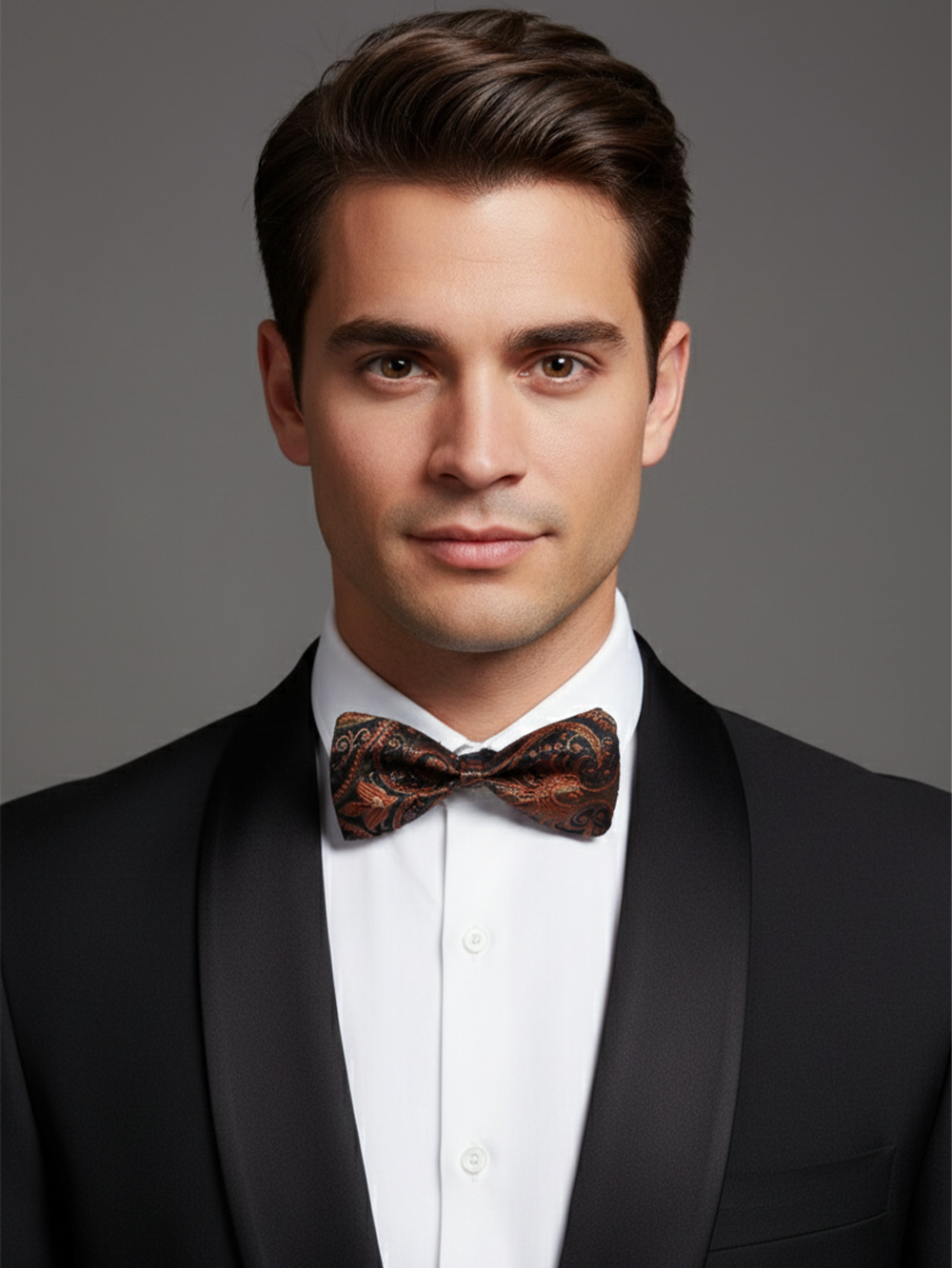 The Crimson Slate: Premium Grey & Deep Red Bow Tie