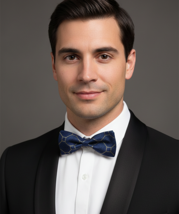 The Twilight Eclipse: Navy & Black Textured Bow Tie