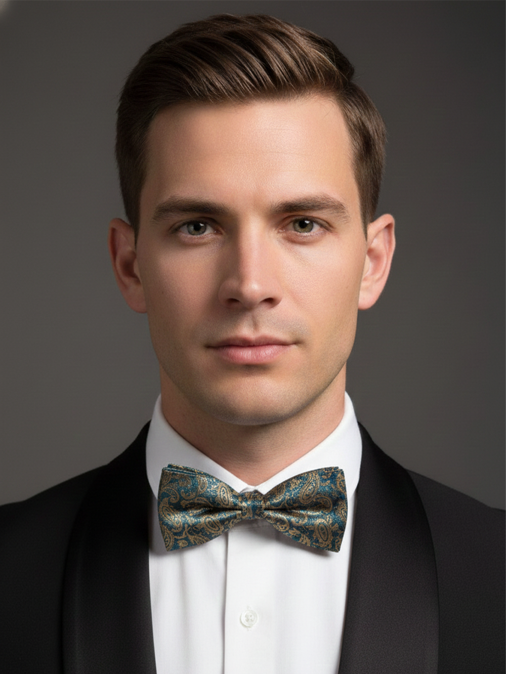 The Emerald Heirloom: Silver-Filigree Botanical Bow Tie