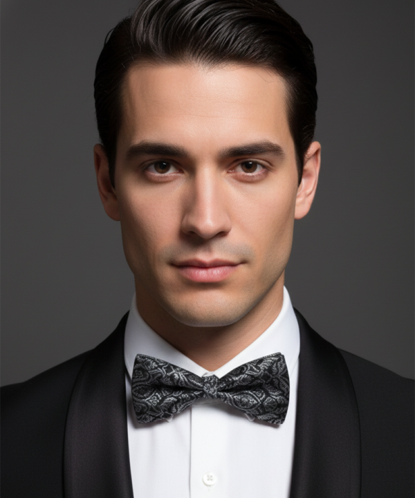 The Midnight Gradient: Premium Black & Charcoal Gray Bow Tie