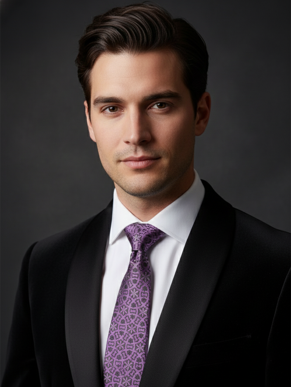 Dark Pink Tie with Black Work ? Elegant Designer Necktie - Image 3