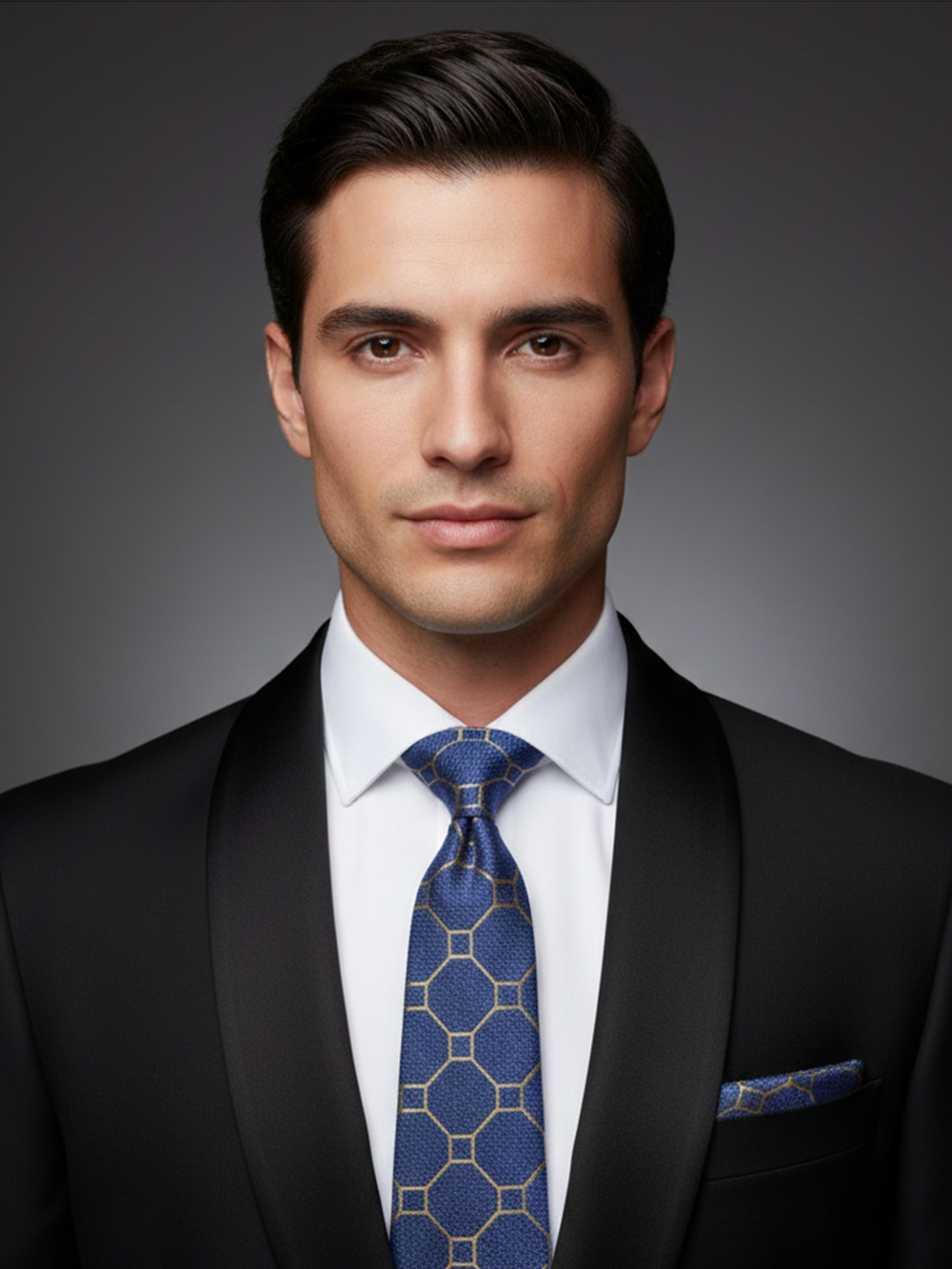 Sophisticated Blue Tie with Subtle Golden Detailing ? Timeless Elegance - Image 3