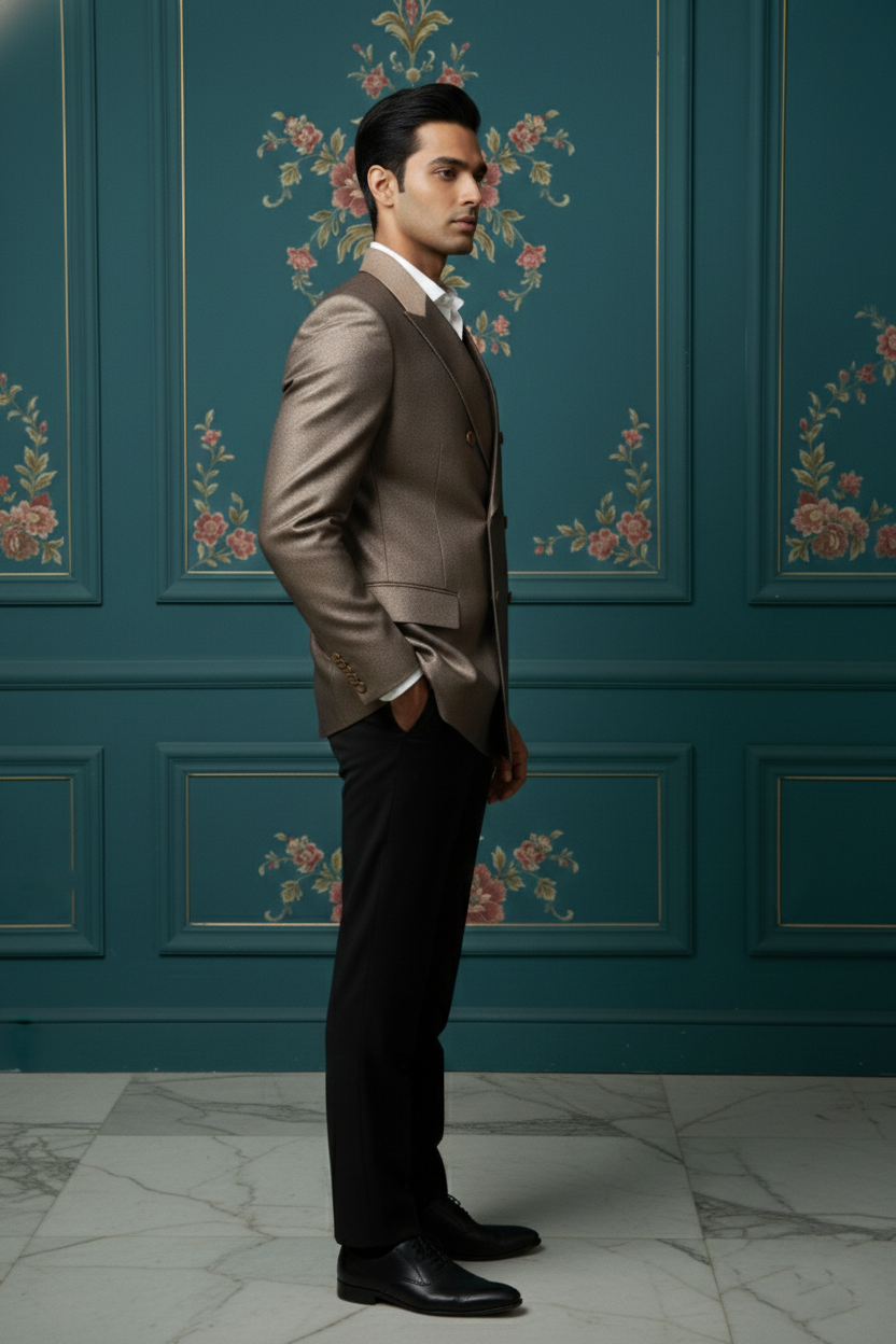 Men?s Premium Bronze Metallic Double-Breasted Blazer ? Luxury Slim-Fit Formal Tuxedo Jacket - Image 4